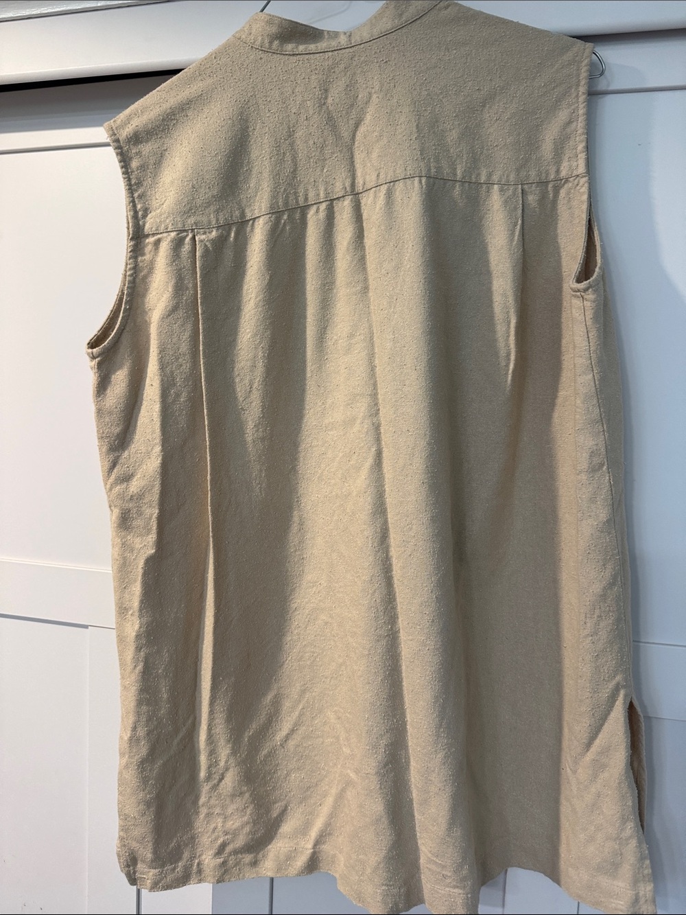 Vintage Silk Sleeveless Mandarin Collar Button-Loop Top in Beige - Picture 4 of 4